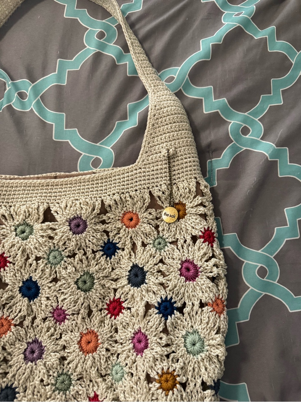 EEUC❤️THE SAK❤️120 Hobo Crochet - Natural Multi Flower Bag - Picture 6 of 11